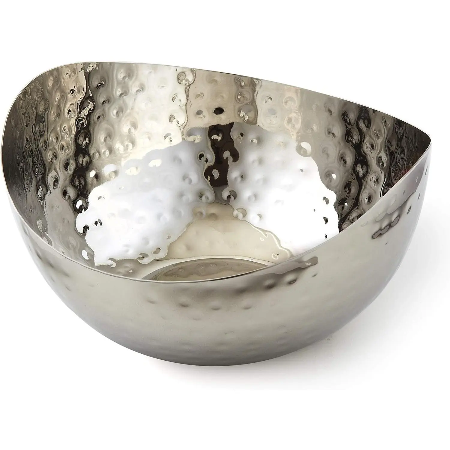 Hammered Stainless Steel Wave Candy Dish Catch All Bowl, 6" x 6", Silver