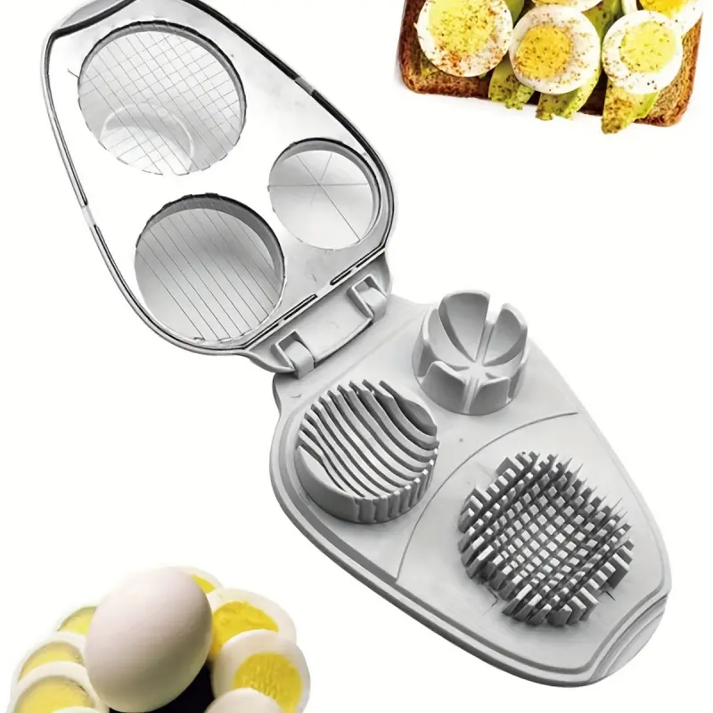 1PC Egg Slicer Egg Cutter for Hard Boiled Eggs 3-in-1 Egg Wedger Cracker Kitchen Gadget for Perfectly Cut Eggs