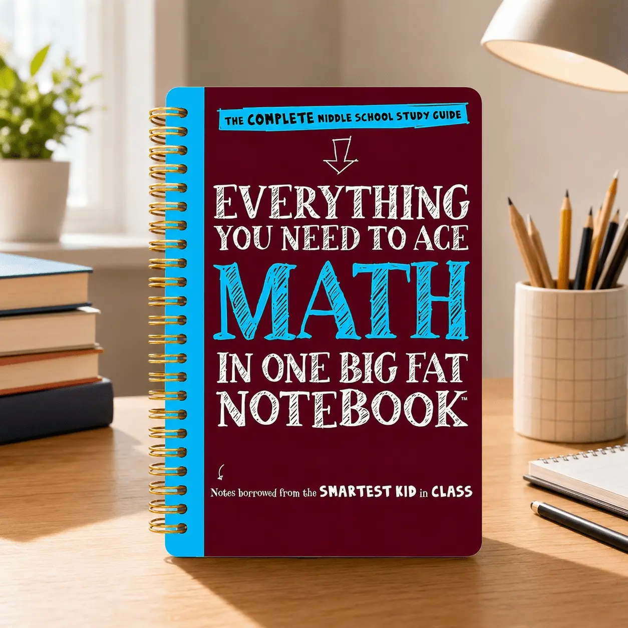 Middle School Math Study Guide, A5 Spiral Notebook, Algebra Geometry Formula Review, Classroom Notes, Gift Idea, Practice Workbook