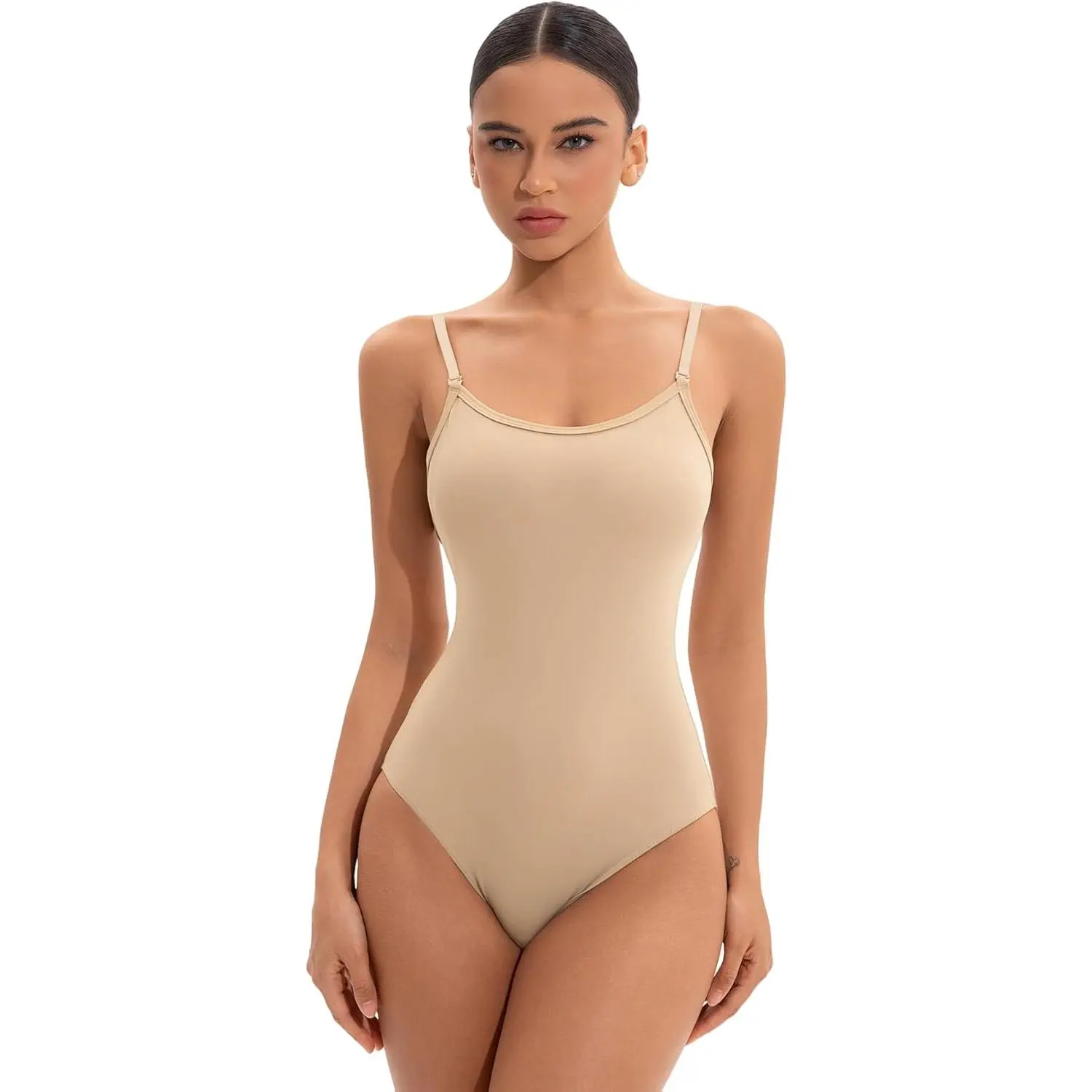 Women's Breathable Full-Body Ballet Camisole Leotard - High-Elasticity Sleeveless Dance Bodysuit with Adjustable Straps, 6% Elastane 94% Polyamide Soft Fabric for Dance Stage Wear, Multi-Size Nude/Black Tank Undergarment for Comfortable Wearing Experience