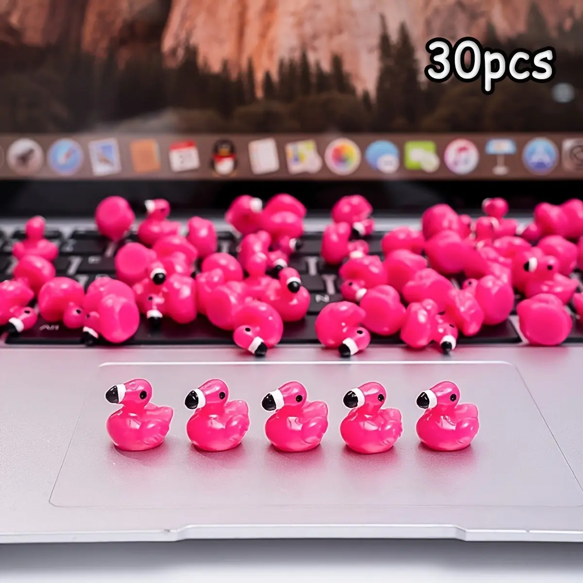 30 Resin Mini Flamingo Ornaments, Glossy 3D Flamingos for DIY, Cream Glue Accessories, Fish Tank Micro Landscape Decorations