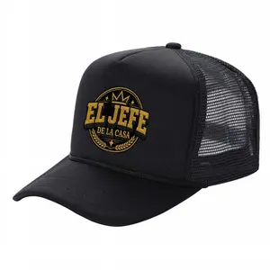 Dad Hat Baseball funny Cap Trucker Hat,Flat Heat Transfer Print,Mesh Back,Adjustable Snapback,Curved Brim,Unisex,El Jefe de la Casa,Spanish Family Crest Hat,Gold Crown Emblem,Mens Hats,Beach Essentials,Gorras Premium,Quality Cap universal size