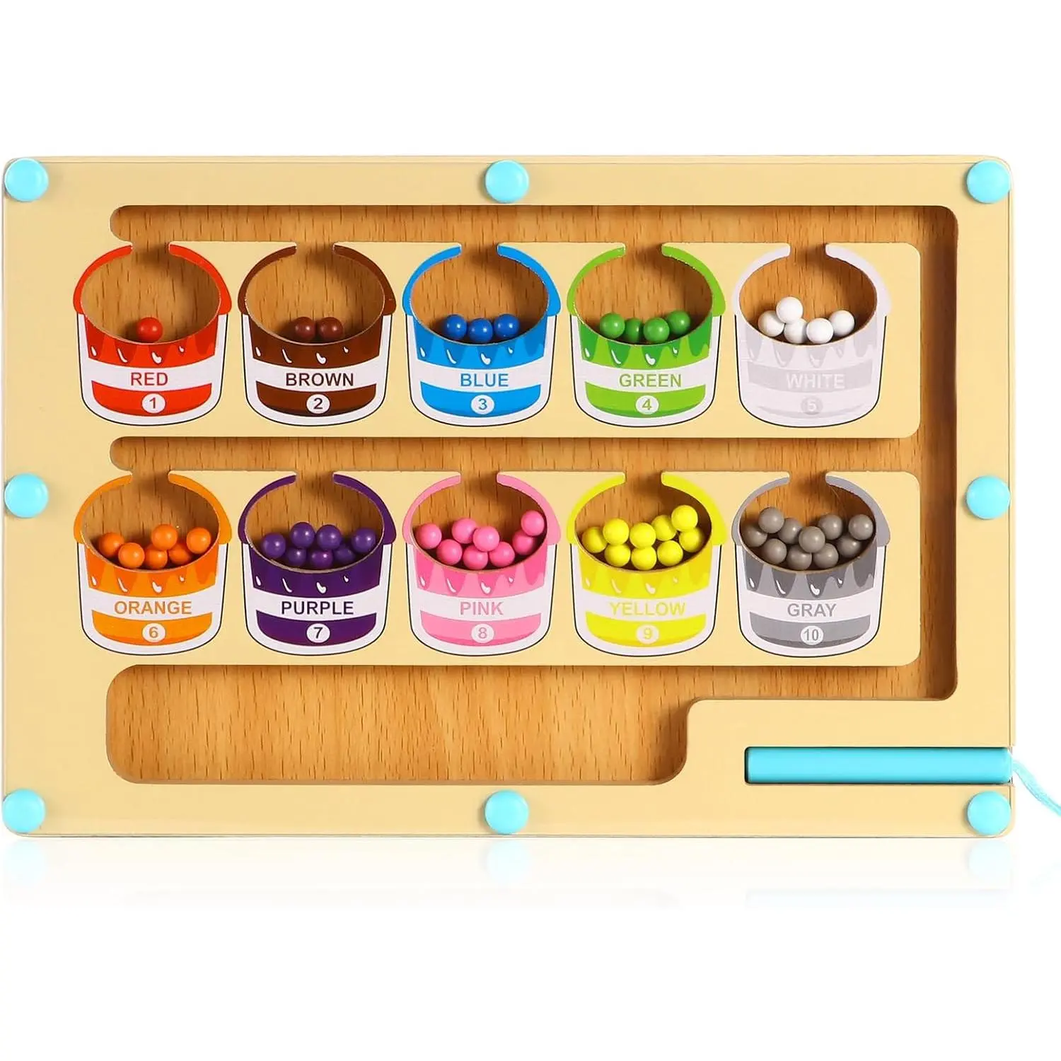 Magnetic Color and Number Maze Montessori Toys Wooden Color Sorting Matching Counting Magnet Puzzle Board Learning & Educational Toys for 3+ Years Old Boys Girlsfidget toys
