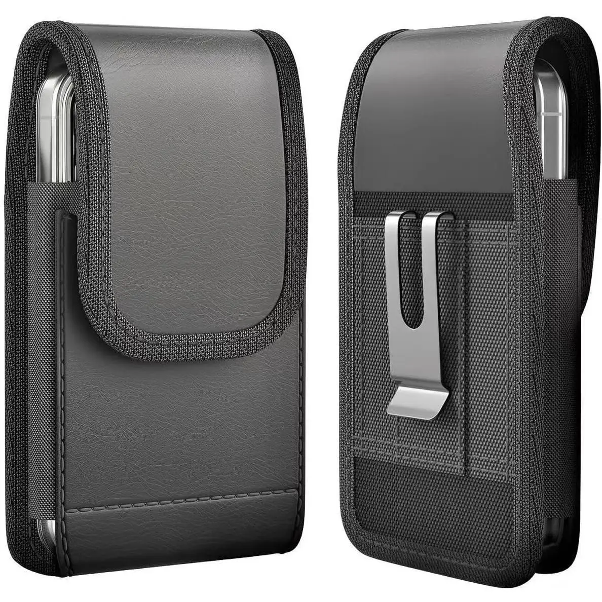 Closure Holster for  11 Pro, XS, X - Vertical Leather Holster with Belt Clip Pouch w/ in ID Card Holder (Fits Slim/ Case )