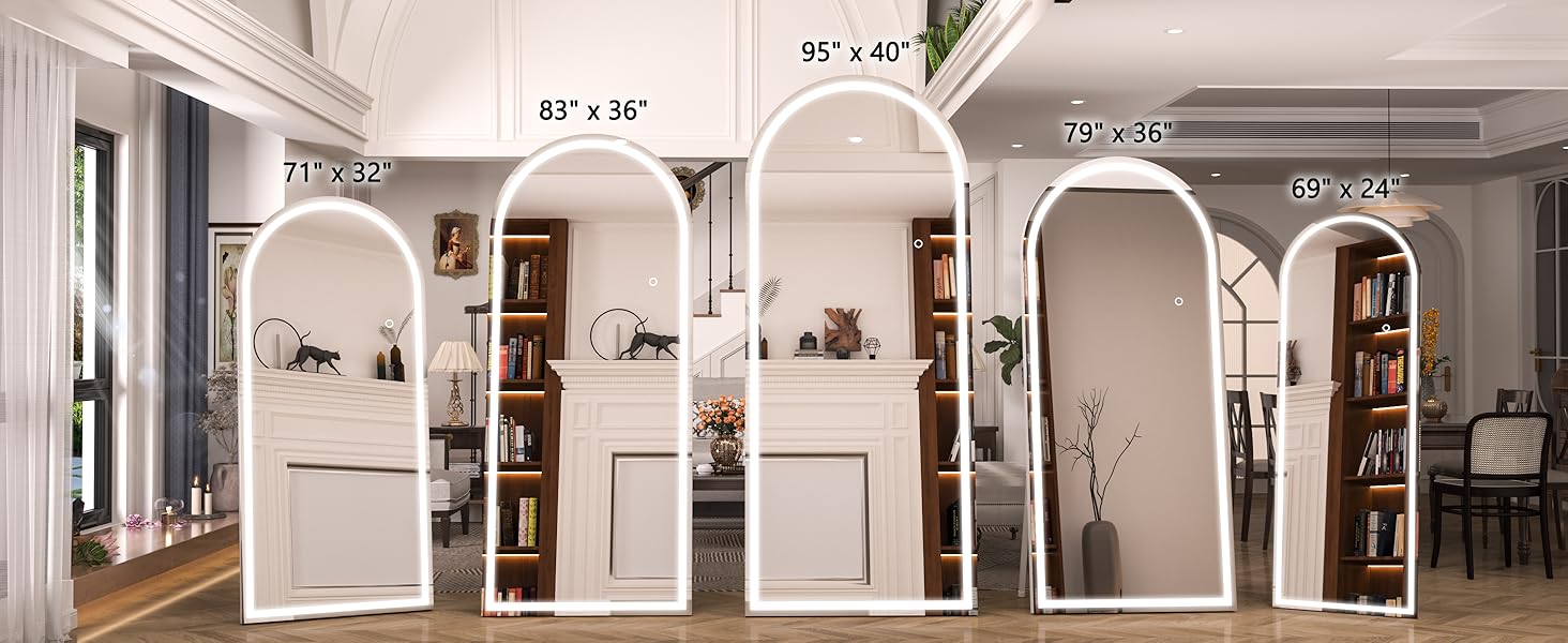 71" x 26" Led Mirror Full Length,Full Length Mirror with Lights Arch Design, 16"x 59"Tempered Glass,Shatter-Proof, Dimming & 3 Color Modes for Bedroom Cloakroom-UL 64" x21" Right Angle Mirror Full Length, Full Length Mirror with Lights Arch Design 71" x 26" Led Mirror Full Length,Full Length Mirror with Lights Arch Design, 16"x 59"Tempered Glass,Shatter-Proof, Dimming & 3 Color Modes for Bedroom Cloakroom-UL 64" x21" Right Angle Mirror Full Length, Full Length Mirror with Lights Arch Design