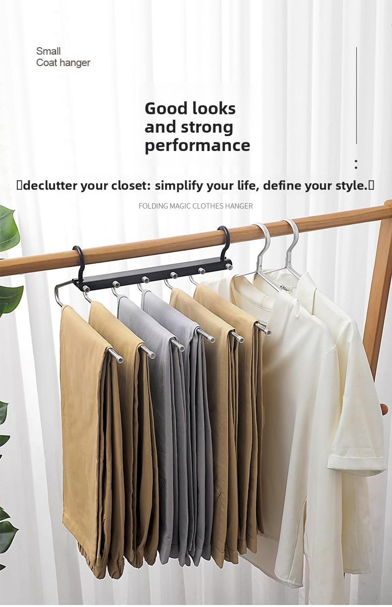 Stainless Steel Foldable Pants Hanger Non-Slip Multi-Functional Home Storage Space-Saving Hanger for Closet Organizing Anti-Scratch Laundry Rack