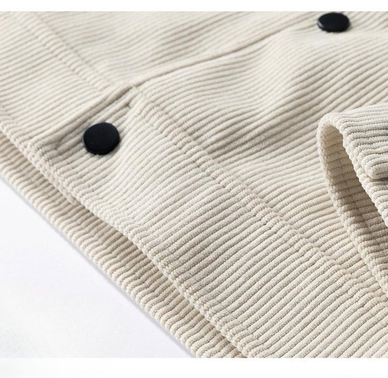 BIGWIG autumn and winter men's corduroy jacket, lapel work jacket, men's warm jacket, men's coat, easy to care for, solid color design, autumn layering items, full zip quilted lining, casual loose warm, vintage wool coat