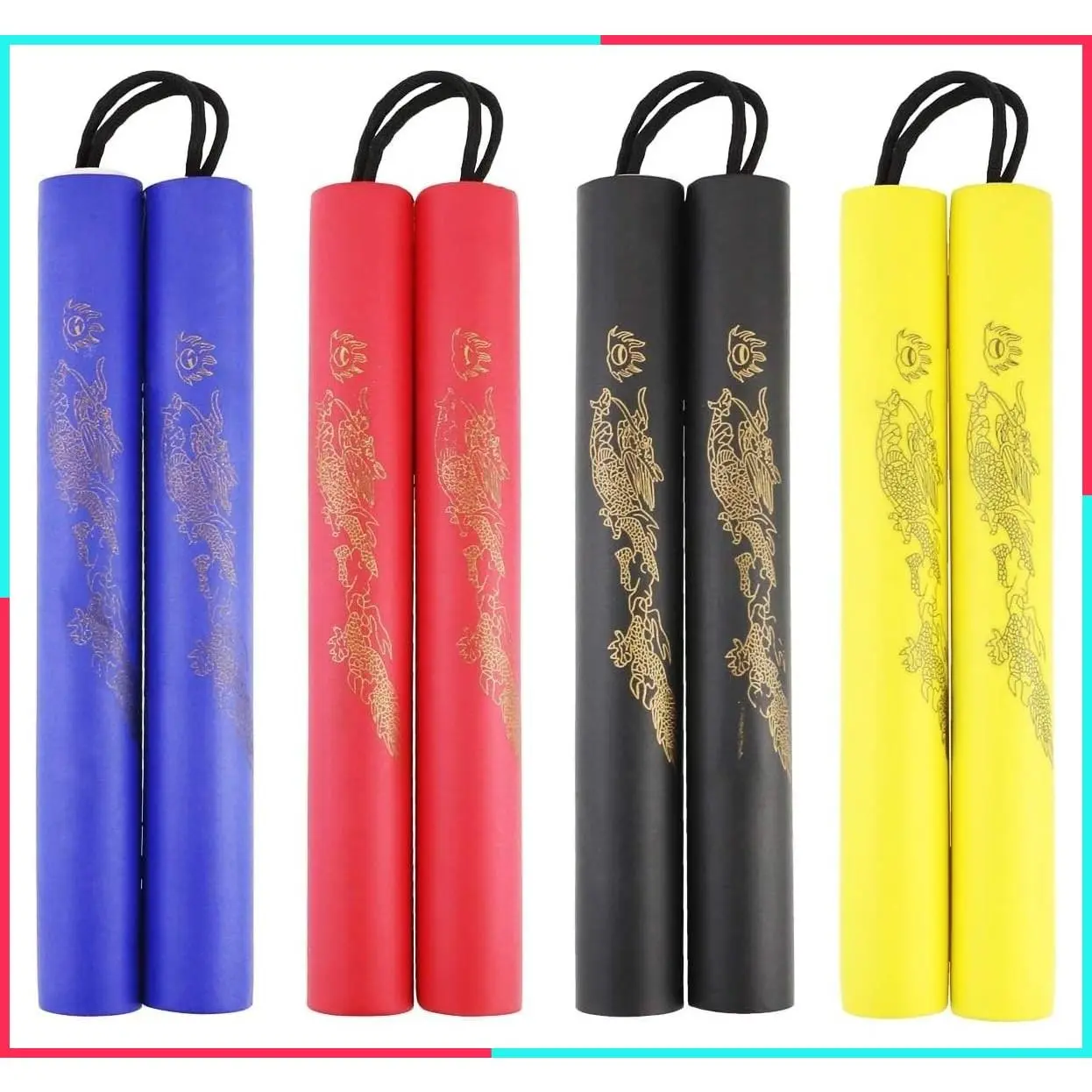 4 Pack Foam Rubber Training Nunchucks - Martial Arts Practice Sticks for Kids & Beginners