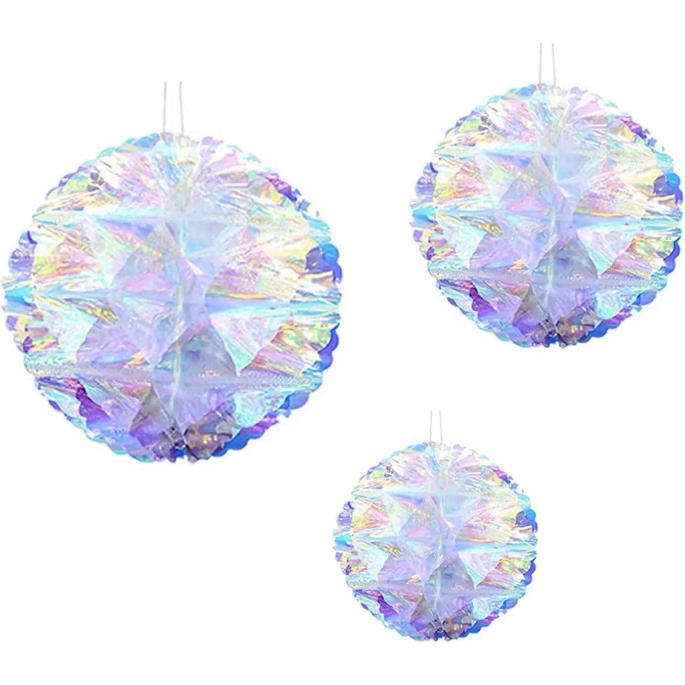 Decorations Iridescent  Ball Foil Ceiling  Folding Rainbow Shine Party Ornaments for Bridal Shower Wedding Birthday Frozen Theme Party Decoration