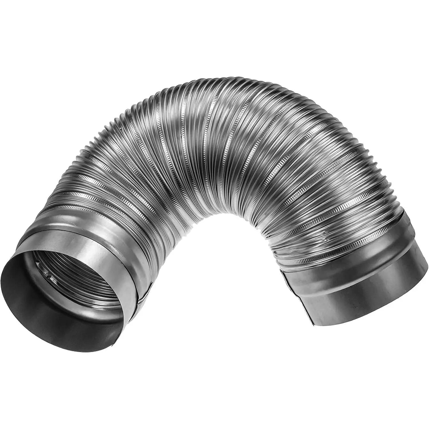 5" Inch Flexible Duct - 0.82 to 1.64 ft Length - Corrugated  Ducting Connector - Galvanized Steel End Sleeves - Washer and Dryer Exhaust Duct - Dust Collection Hose - Dryer Duct