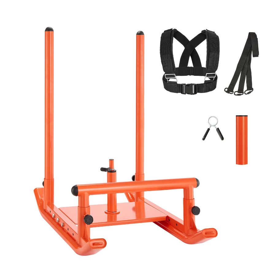 SummerWinsSteel Weight Sled, Fitness Strength Training Equipment with Handle for Speed Training & Athletic Exercise, 1/2-Inch Plates Weight Compatible, Orangedealsforyoudays