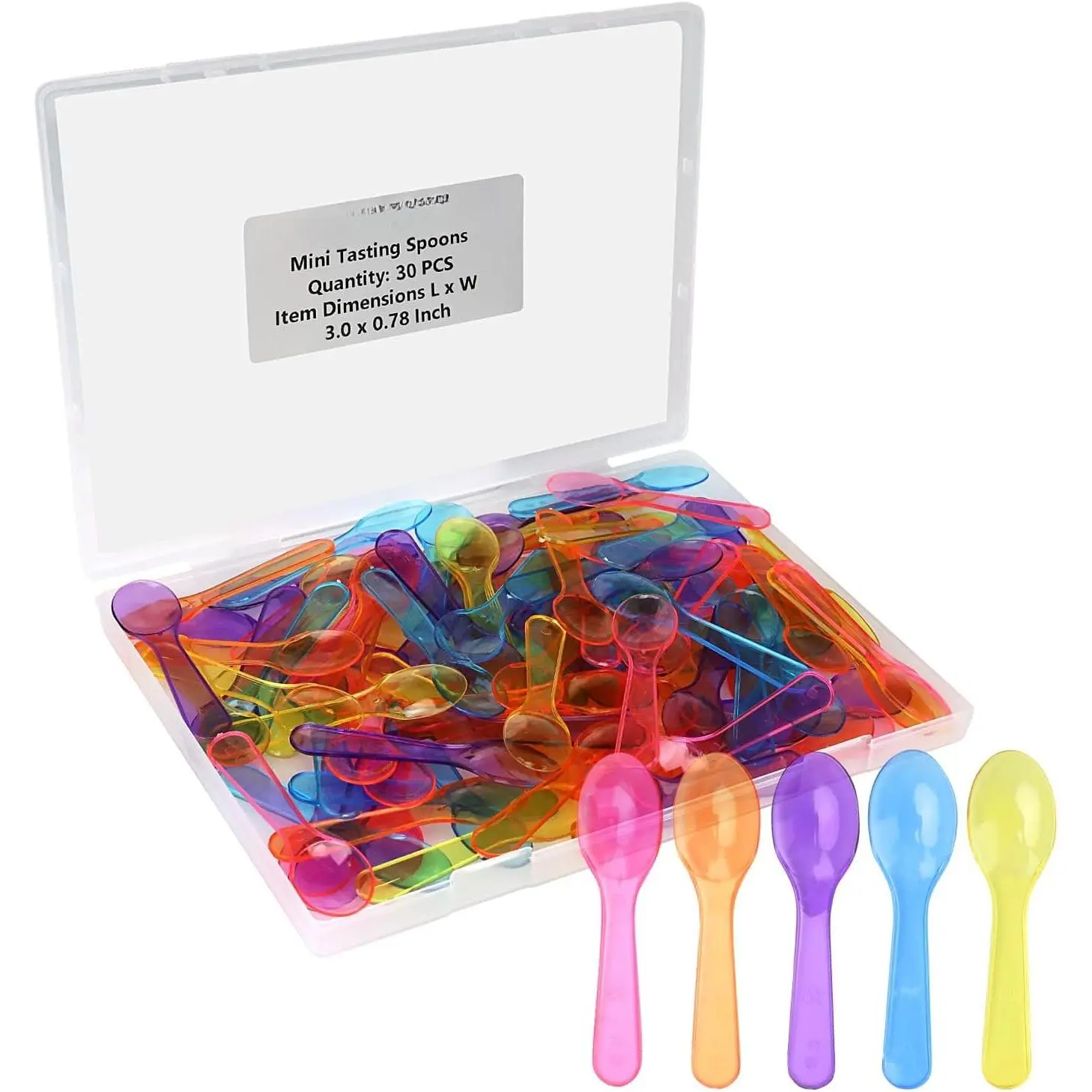 3 Inch  Mini Tasting Spoons Colored Disposables Small Taster Spoon, Mini Sampling Spoon for Desserts Pudding Jello Shots Ice Cream (1 Pack of 30 count)