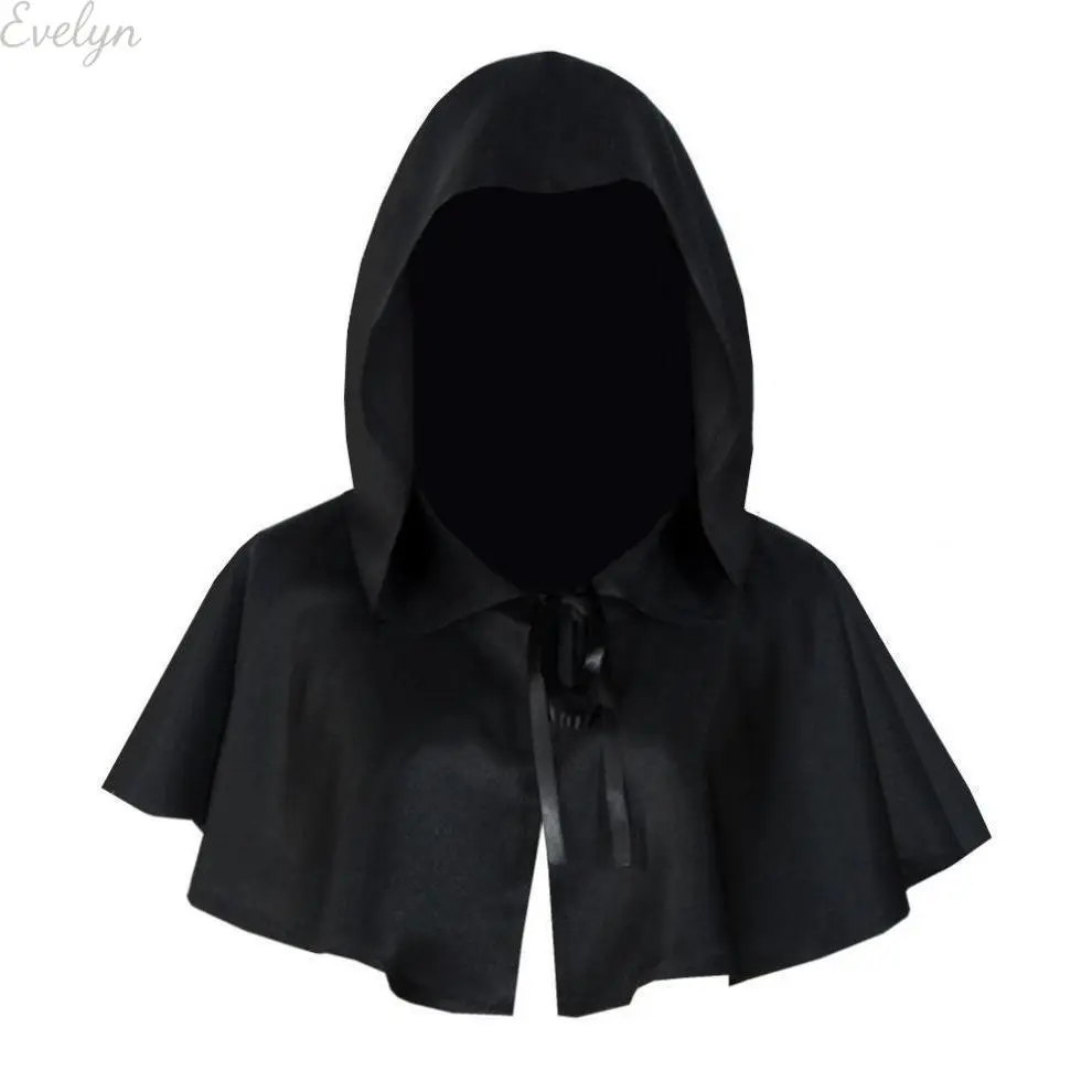 Hooded Cape, Halloween Cosplay Cloak, Medieval Wizard Short Cape, Unisex Gothic Hooded Poncho, Lightweight Breathable, For Night Walker Witch Party Costume
