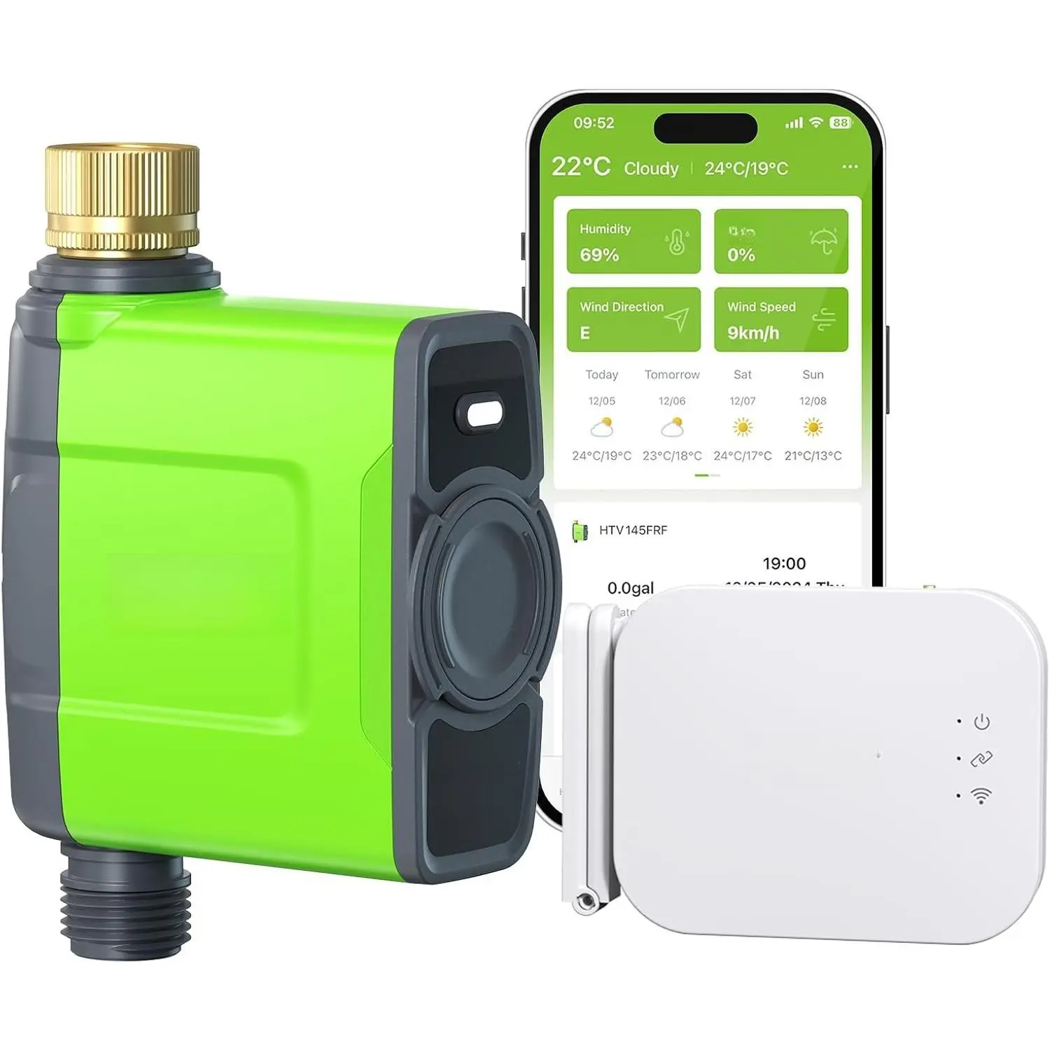 WiFi Water Timer for Garden Hose, Brass Inlet WiFi Sprinkler Controller,  Hose Timer Valve with Ethernet Gateway, Rain Delay for Garden/Lawn (Support WiFi & Ethernet Connection)