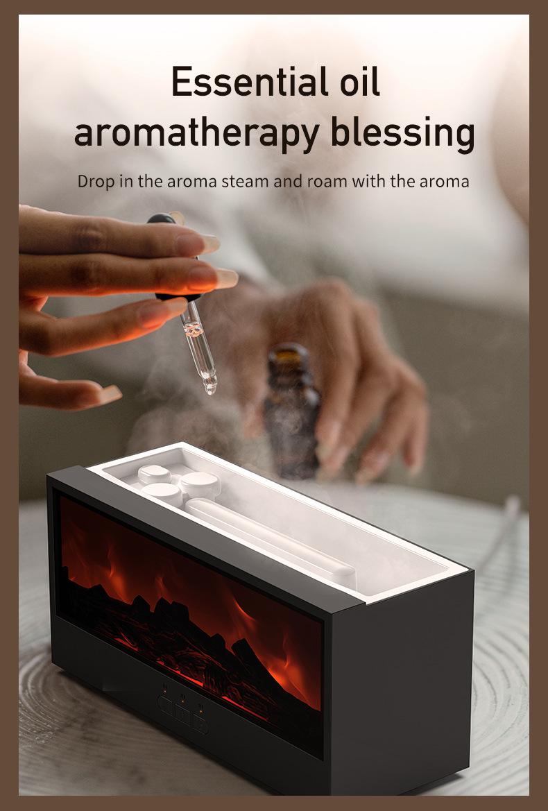 USB Flame Diffuser Humidifier - Realistic Fireplace Glow, Ultra-Quiet Mist, Relaxing Night Light, Home Decor Gift