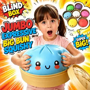 Jumbo Expressive Big Dumpling Squishy 10.6 Inch, Blind Box Fidget Toy, Soft Tpr Material, Stress Relief, Unboxing Surprise, Kids Gifts