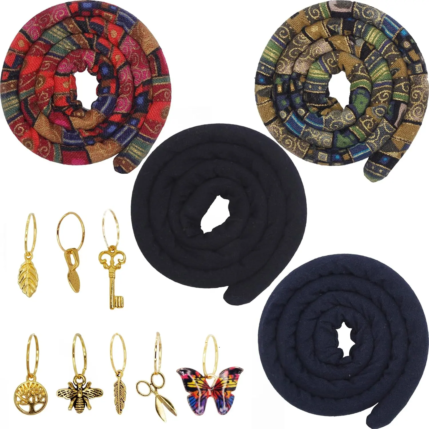 4 Pieces Spiral Lock Hair Tie Dreadlock Hair Tie for Women and Men Braids Dreadlock Accessories Colorful Dread Ties for Braids Loc Thick Curly Hair (Multi)