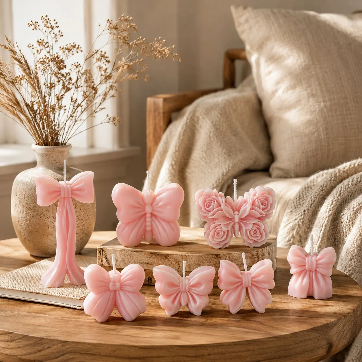 3/4/7pcs Butterfly Rose Scented Candles, Natural Soy Wax, Elegant Style, Bedroom Decor, Wedding Gift, Valentine's Day Present