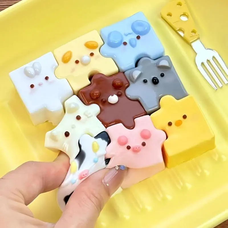 Squishy Colorful Animals Jigsaw Puzzle Fidgets Toy Super Soft Cartoon Jigsaw Puzzle Squeeze Toy Relieve Anxiety Gift for Firends