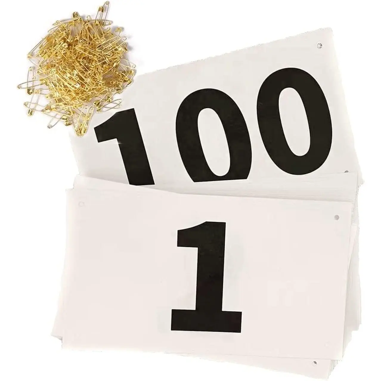 Running Race Bibs Large Numbers with Safety Pins for Marathon Race Events Tyvek Tearproof Waterproof