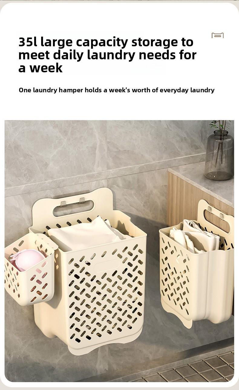 Wall-mounted foldable dirty laundry basket, household portable toilet storage basket, bathroom laundry storage basket, dirty clothes hamper