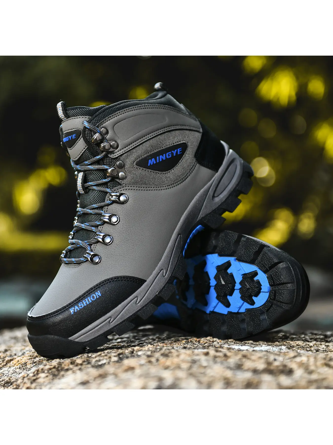 Outdoor Men Hiking Boots, High-Ankle Lace Up Trail Trekking Footwear, Durable Anti Slip Mountain Walking Shoes For Camping Climbing, Premium Hiking Shoes