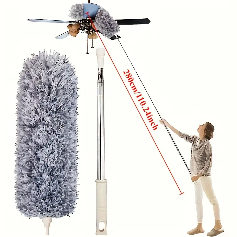 Adjustable and Bendable Microfiber Dust Collector-washable, Reusable Cleaning Tool, Suitable for High Ceilings, Furniture and Cars, Dust Collector for Cleaning