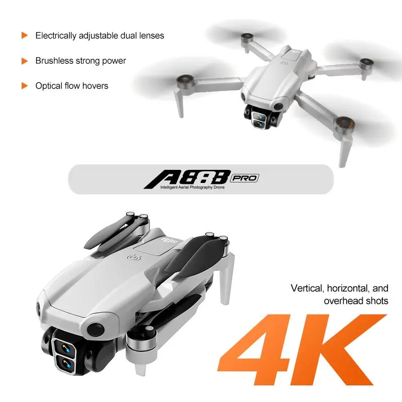 A88 PRO Brushless Foldable Drone, Electric Tuning Dual Camera, Optical Flow Hover, Long Flight Time, 360 Stunt Flip RC Quadcopter with Storage Bag