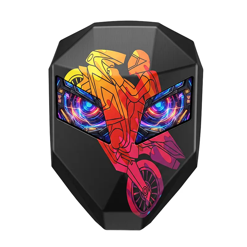 LED Knight Backpack Vortex Eye Obsidian Black, Smart Programmable Screen Motorcycle Helmet Bag, Hard Shell Expandable 15.6" Laptop Daypack with USB Port, DIY Pixel Art Animation, Cyberpunk Travel Tech Gift for Men Biker