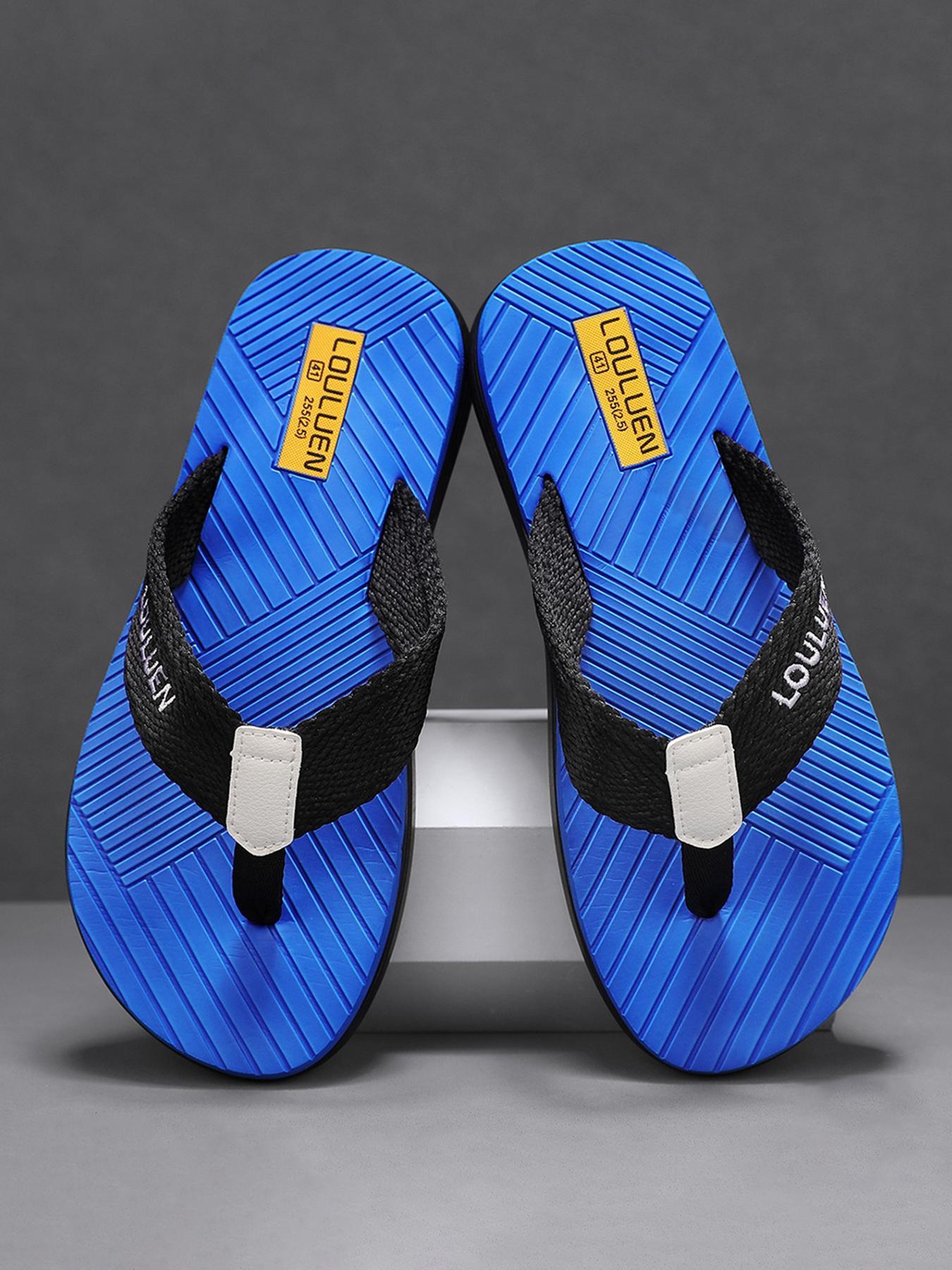 Men's Casual Letter Label Design Solid Color  Flip Flops, Trendy Breathable Non-slip Slippers, Comfortable Soft Bottom Slippers for Indoor & Outdoor Wear
