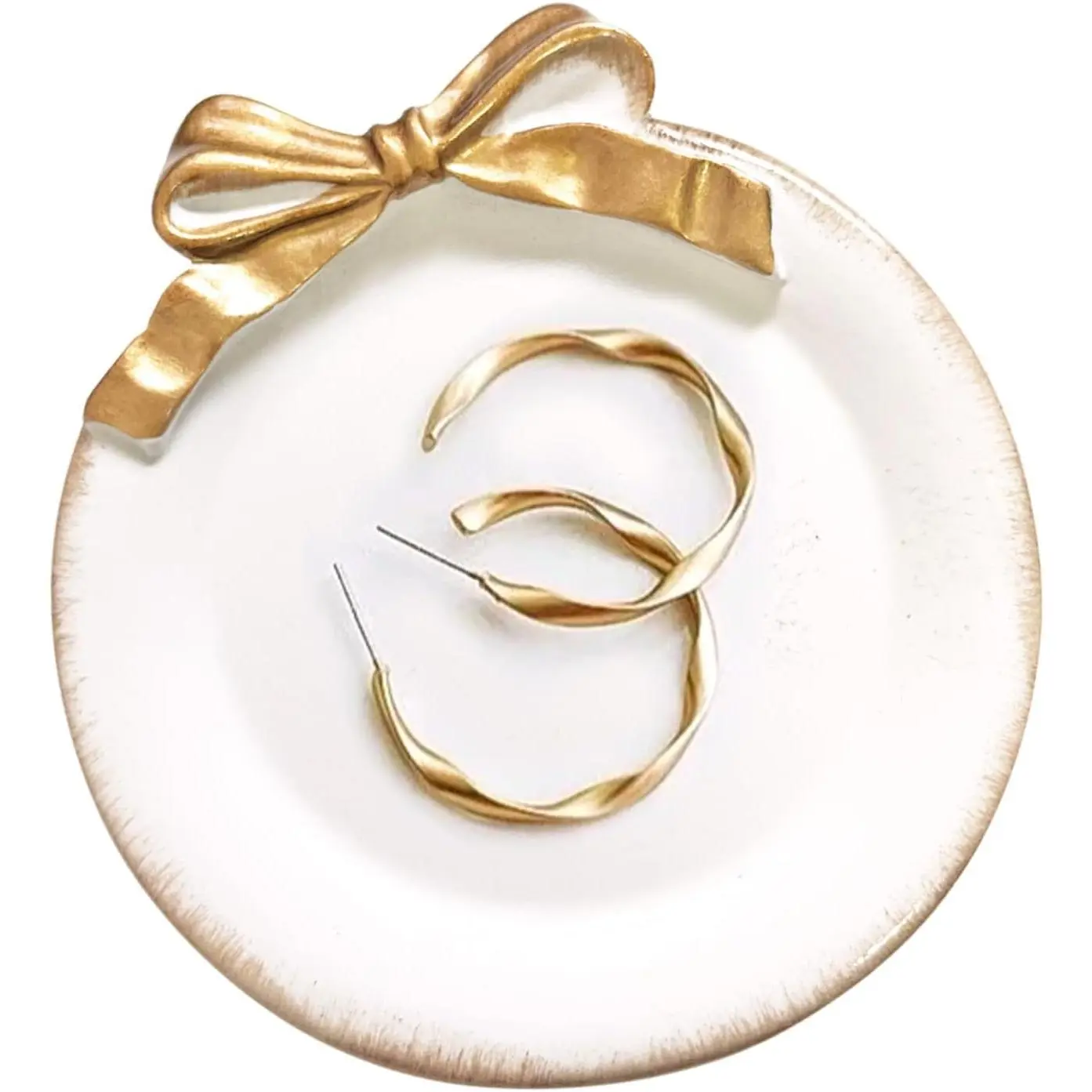 Tray Bow Decorative Storage Trinket Dish Tray for Rings, Bracelets, Earrings, ,  Dish Bowl  Plate for Room Decor Aesthetic , Gifts for Women - C