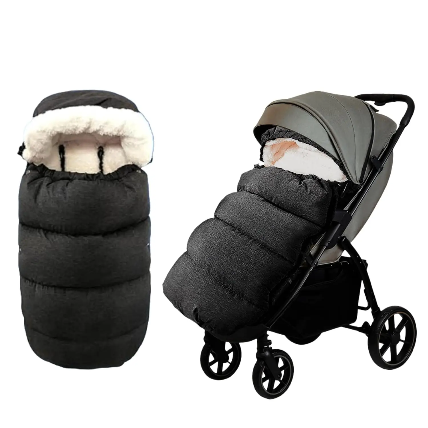 Waterproof Thickened Universal Stroller Blanket - Baby Toddler Stroller Footmuff, Sleeping Bag & Bunting, Cold-Weather Winter Cover (Dark Grey)