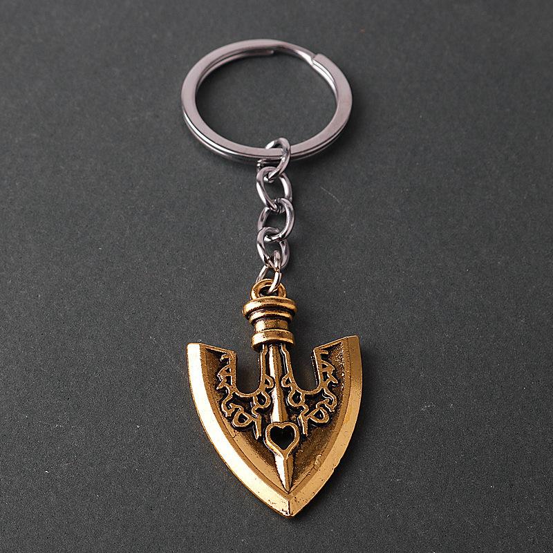 Wonderful adventure small shovel alloy keychain car pendant leather rope necklace
