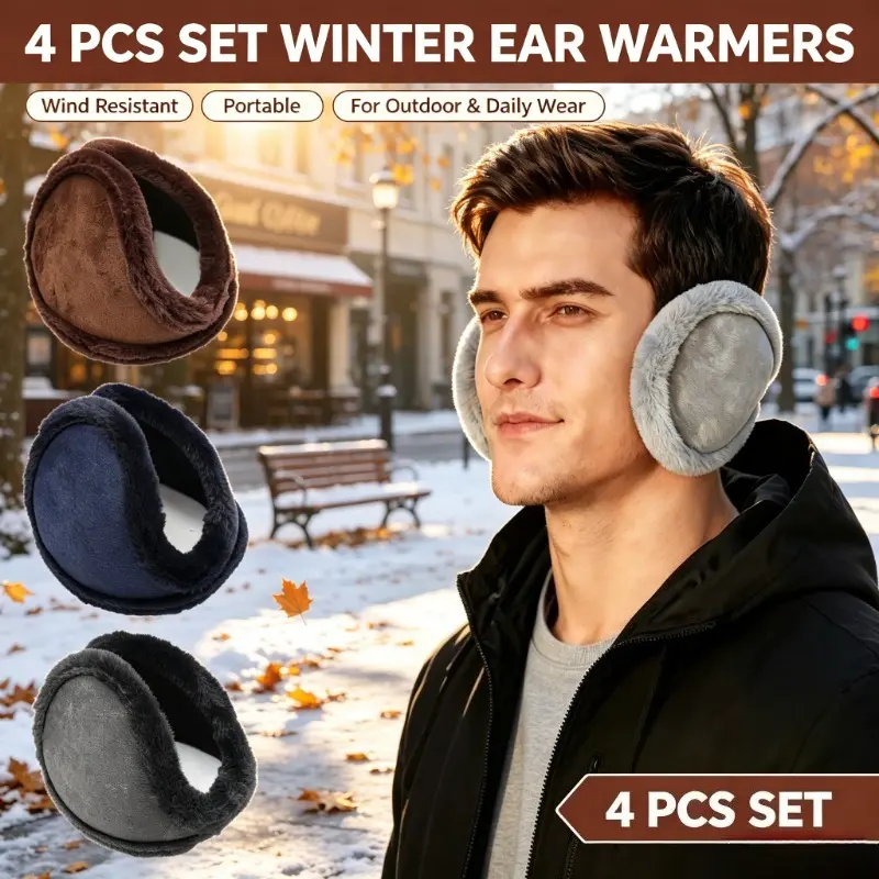 2/4 PCS /Pack Winter Ear Warmers, Wind Resistant Portable Foldable Ear Covers, Outdoor Cycling Driving Cold Weather Ear Protection Accessories for Men Women Daily Use