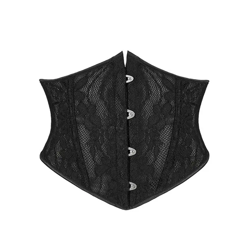 Vintage Corset Belts for Women Waist Trainer Shaper Double Lace Slimming Fish Boned Under Bust Belt Shapewear Gothic Waist Clip