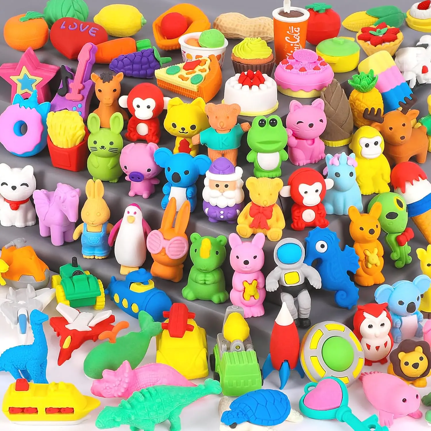 70 Pack Animal Erasers  Kids Bulk Desk Pets Classroom Prizes Treasure Box Toys  Classroom Supplies, 3D Puzzle Mini Erasers Pencil Eraser Back to School Supplies  Kids Party Favors (Random)