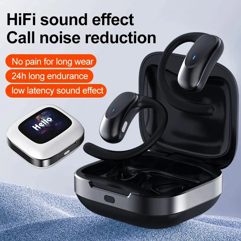 OWS Open Ear Wireless Headphones, Full-Color Touch Screen Bluetooth Earbuds with HiFi Sound, HD Calls & ENC Noise Reduction