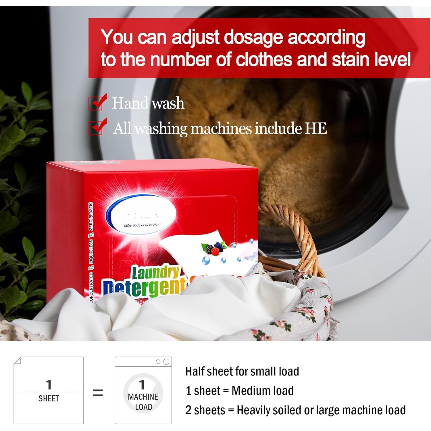 Laundry Detergent Sheets, Up To 128 Loads Berry Scent , Biodegradable Plastic Free Liquidless Laundry Sheets Suitable for Laundry Detergent Sheets, Up To 128 Loads Berry Scent , Biodegradable Plastic Free Liquidless Laundry Sheets Suitable for