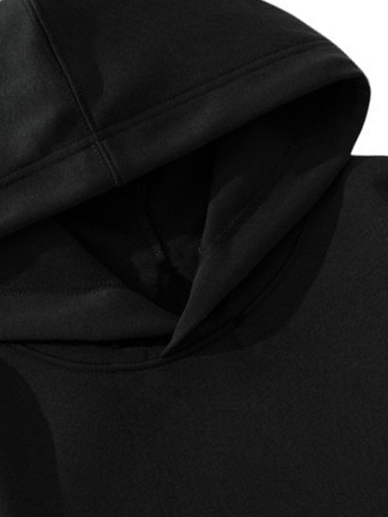 Men' Heavyweight Hoodie - Oversized Pullover Sweatshirt, Black Hooded Sweatshirt for Fall/Winter, Everyday Casual Streetwear Essential Cold Weather Apparel, Sweater Hoodie