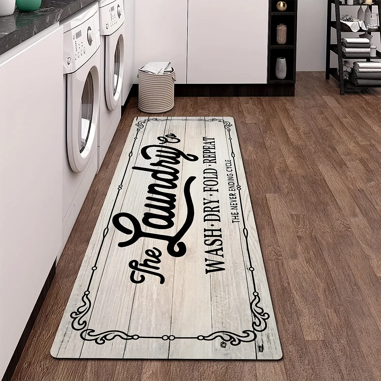 1pc Non-Slip Laundry Room Mat Runner Design, Decorative Floor Mat for Hallway Entrance, Home Decor Accessories, Laundry Room Accessories, Stylish Lettering, Soft Texture, Housewarming Gift,
