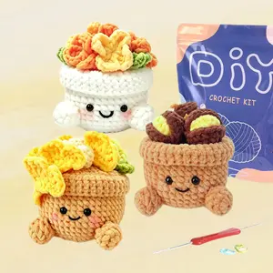 3pcs Yamaxin Amigurumi Crochet Kit for Beginners, DIY Knitting Material Set with Tutorial Video, Random Accessory Colors