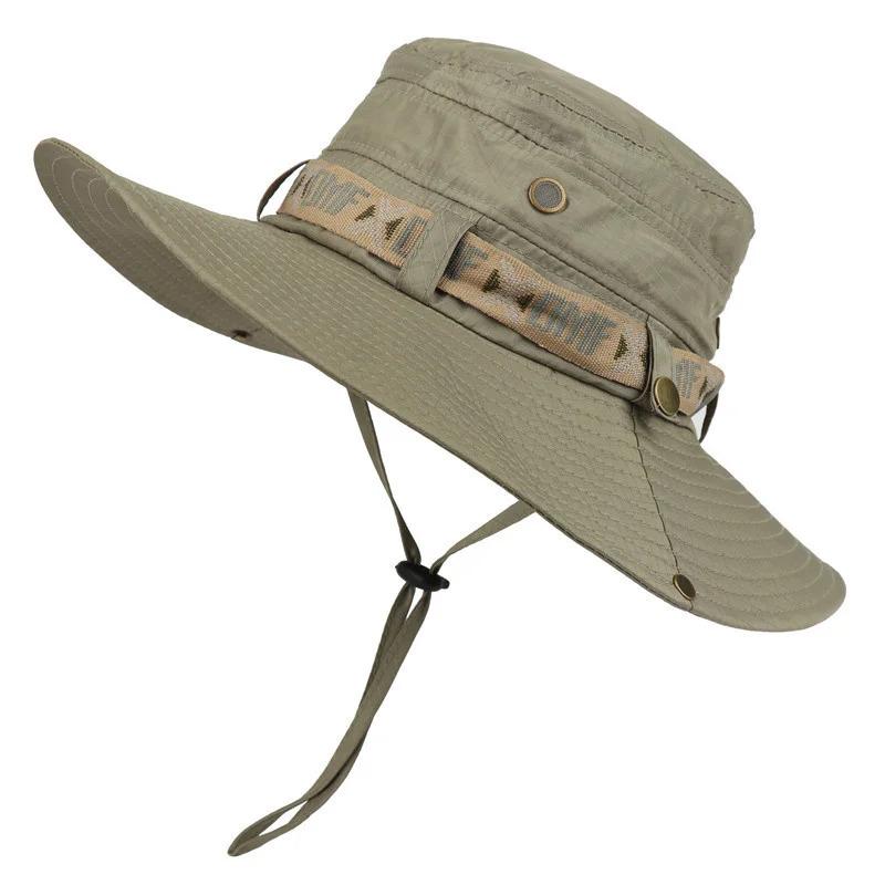 Summer Men Women Breathable Bucket Hat Outdoor UV Protection Wide Brim Panama Hat for Safari Hunting Hiking Mesh Fisherman Caps