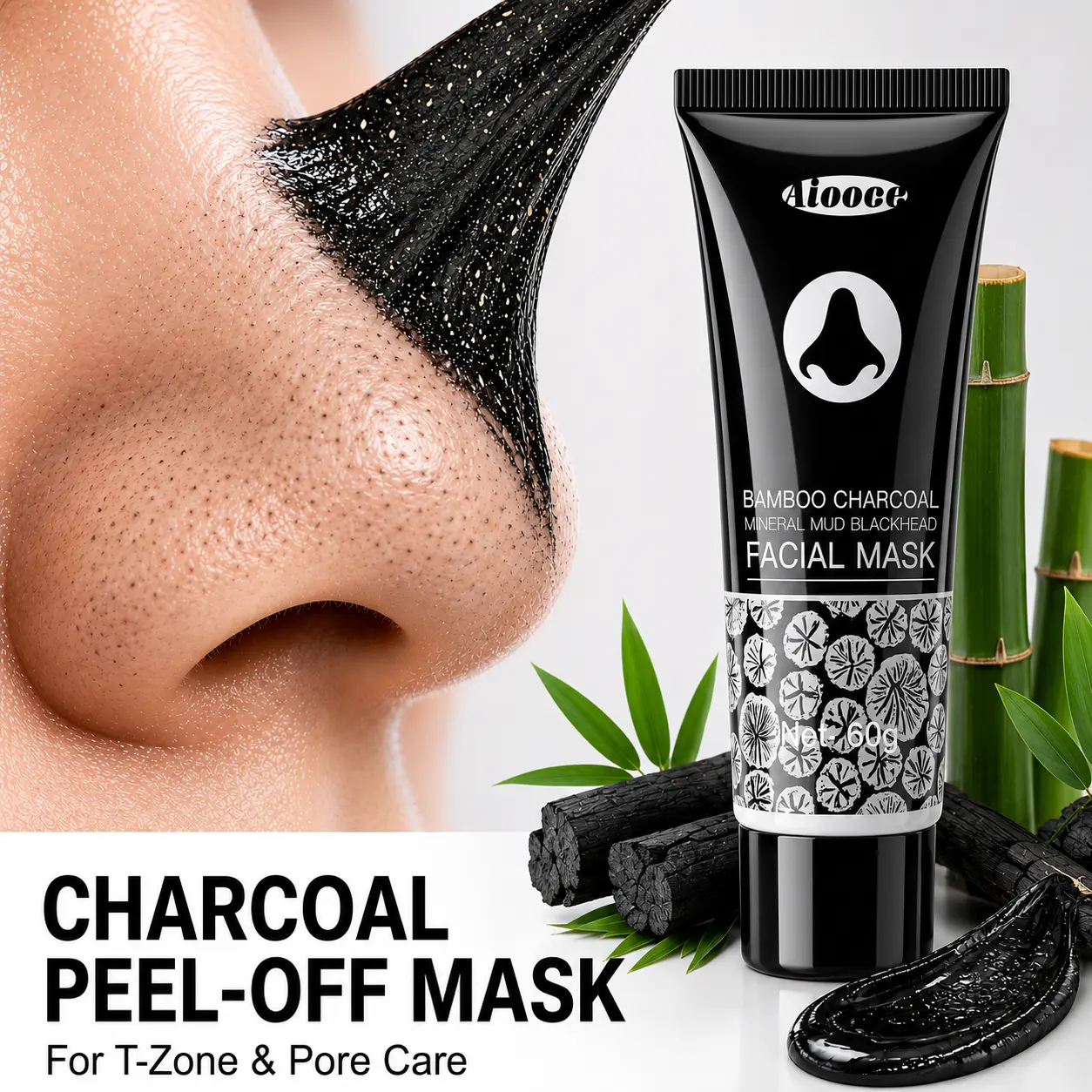 Bamboo Charcoal Blackhead Remover Mask – Deep Cleansing Peel-Off for Nose & Face, Pore Control & Purifying Skincare Solution, 50g Gentle Exfoliation Flawless Clear Comfort Facial