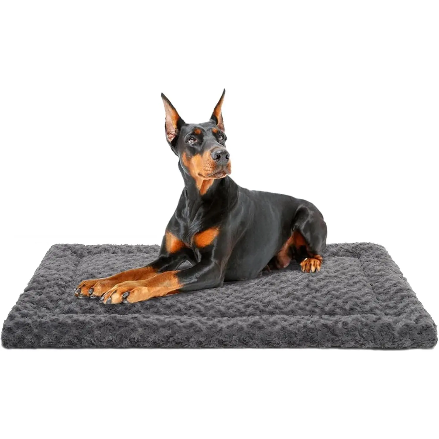 Washable Fluffy Dog Crate Pad - Sleeping Mat with Soft Texture, Universal Fit for Medium to Jumbo Dogs, 48x30 in Gray, Supports Comfortable Rest, Fluffy Texture