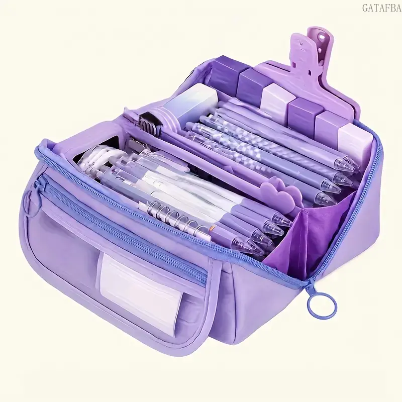 Large Capacity Pencil Case, Heavy-Duty Multi-Compartment Stationery Organizer, Durable Storage Bag for Pens, Markers & Highlighters, Fashionable Desk Accessory Available in Multiple Colors, Ideal for Students and Office Workers