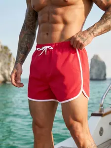 Men's Bottom Edge Beach Pants, Loose-Fit Quick-Dry Shorts, Casual Summer Swimwear, Ideal for Street, Pool, Vacation