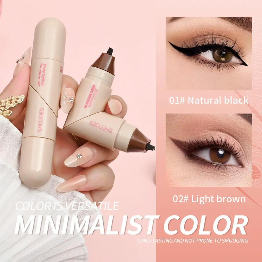 Waterproof eyeliner pen, quick-drying and stain-resistant, suitable for beginners. Two-in-one double-head design. Black/ Brown quickly dries, long-lasting eyeliner pen, precise and integrated. Makeup