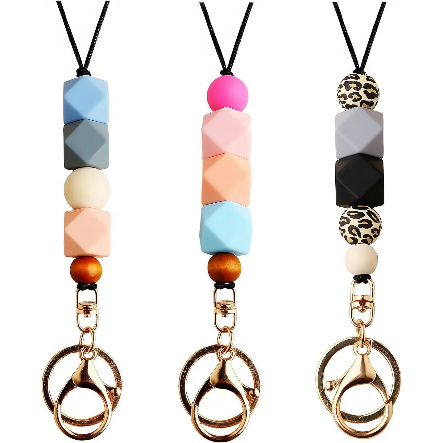 3 count Teacher Breakaway Lanyards for Id Badges and , Beaded Cute Badge Lanyards for Women Soft Nurse Necklace Boho Lanyards Fashion  Bead Lanyard