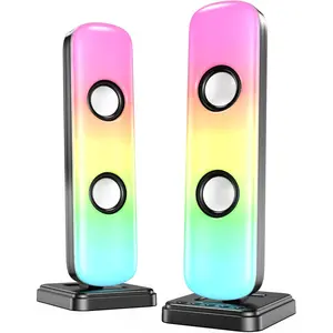 Speakers for Desktop, 20W Hi-Fi Stereo Gaming Speakers with  & 3.5mm Aux-in Connection, Controllable RGB Lights, AC Adapter  PC Speakers for Laptop, Monitors, Phones, TV