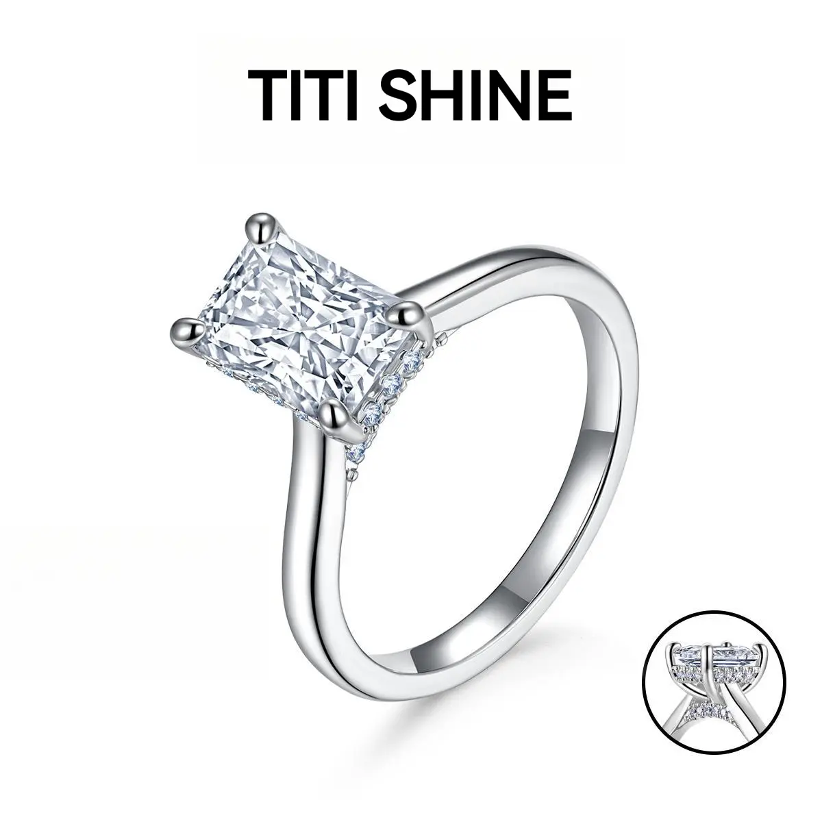 TITISHINE Radiant Cut Moissanite Rings for Women 18K Gold 2CT Plated Lab-Created Engagement Wedding Gifts for Her R2#Summervibes tiktokshopbacktoschool